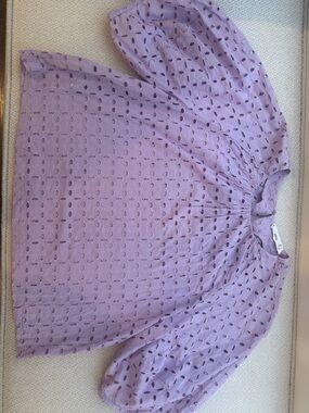 Mango Lilac Eyelet Blouse size small